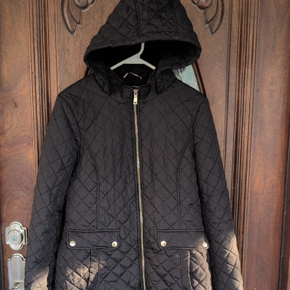 Tommy Hilfiger Black Quilted Hooded Jacket